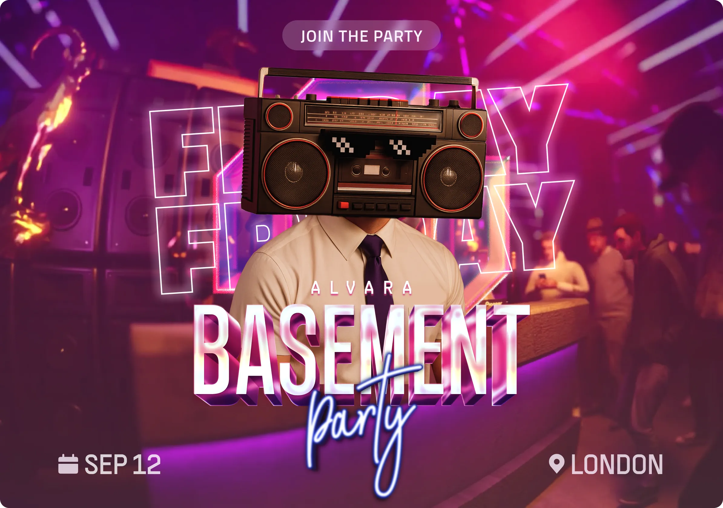 Alvara Basement Party Poster Artwork
